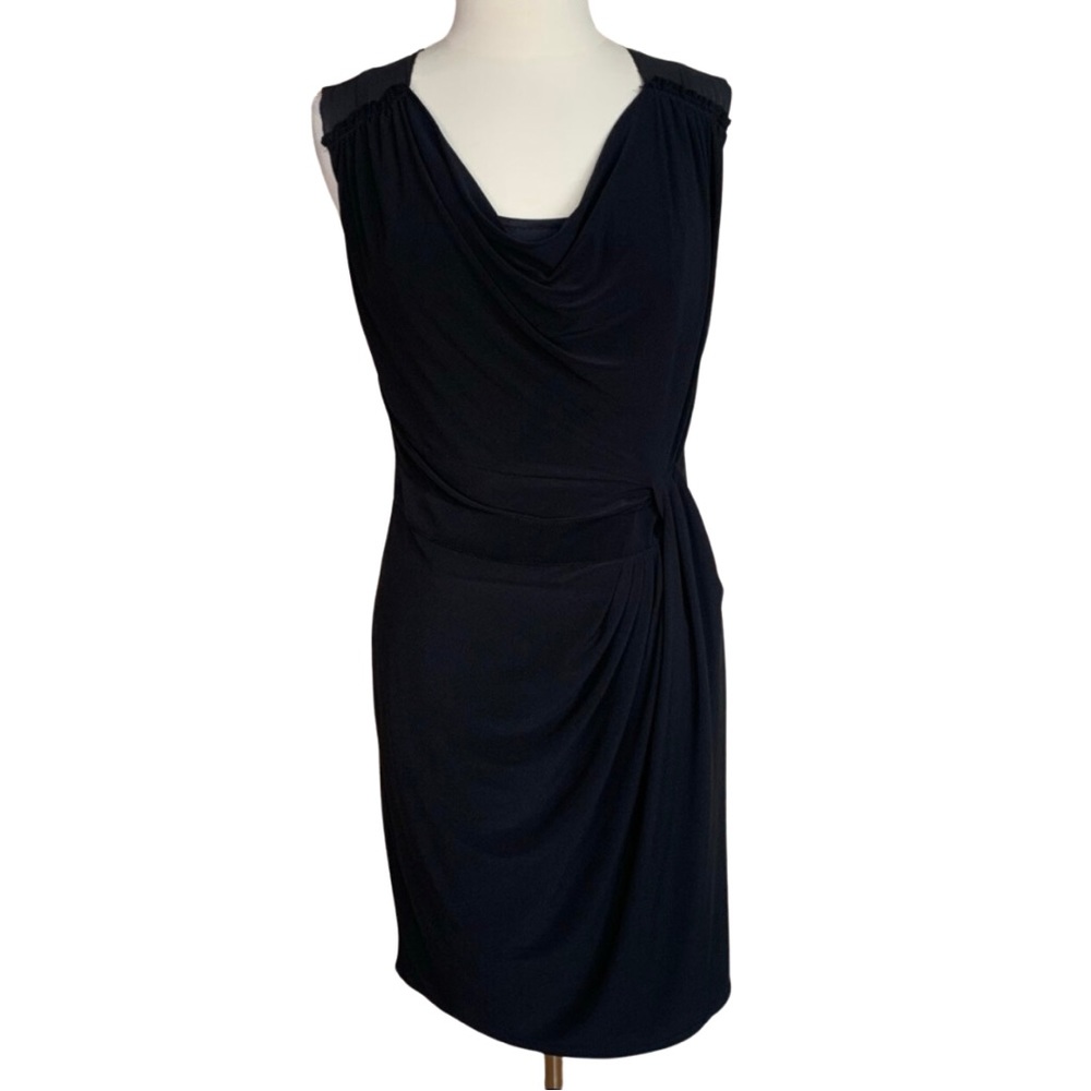 EVAN PICONE Black Sleeveless Dress Size 12 Ruched Waist NWT